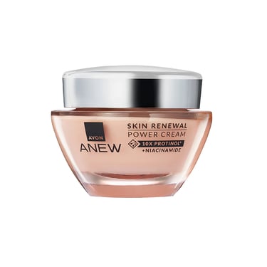 Avon Anew Skin Renewal Power Cream jar with Protinol and Niacinamide anti-aging formula.