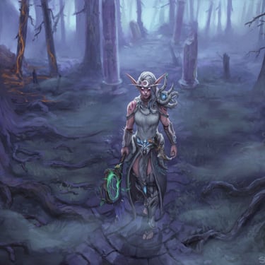 Fantasy Character Art Commission, wow night elf illustration commission