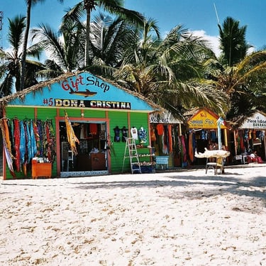 Colorful beachside gift shops in Punta Cana, Dominican Republic selling souvenirs