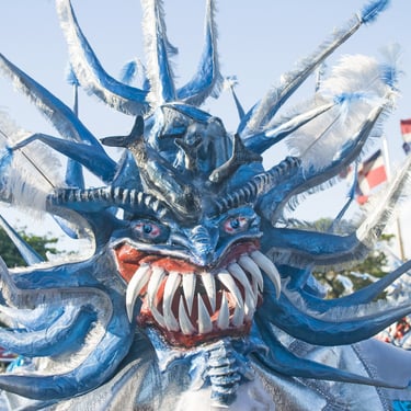 Colorful Dominican carnival mask at the La Vega Carnival in the Dominican Republic