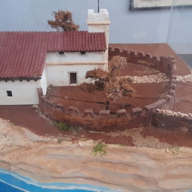 Scale model of Columbus’s house at La Isabela museum in the Dominican Republic