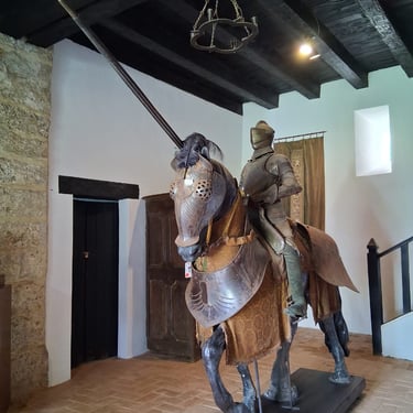 Armored statue of Juan Ponce de León on horseback in Yuma museum, Dominican Republic