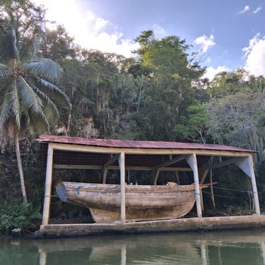 Replica of Roberto Cofresí’s pirate ship displayed by the Yuma River in Boca de Yuma, Dominican Republic