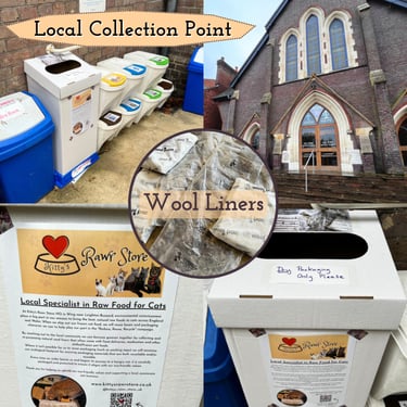Image depicting that Kitty's Rawr Store has a collection point for Wool Liners at a local church recycling centre 