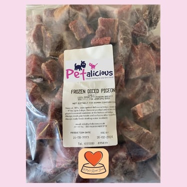 Image of raw pigeon breast chunks from Petalicous supplied by Kitty's Rawr Store