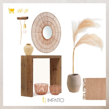 Moodboard de recibidor rústico para espacios pequeños. Interiorismo de calidad