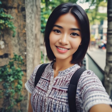 woman wearing black crew-neck shirt