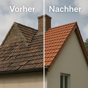vorher nachher bild von einem Dach