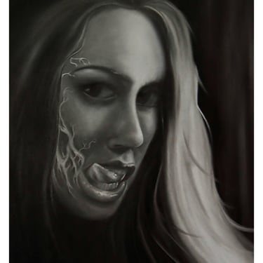 Ashleys Seduction Portrait Oil Painting Beauty and Decay Black and Grey