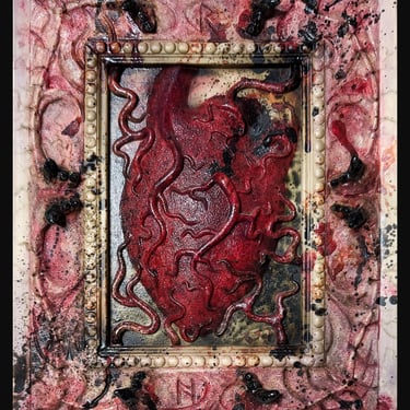 Bleeding Heart Hand Sculpted Heart and Frame in Clay Cast into Resin Perfect for Gift Love Heart