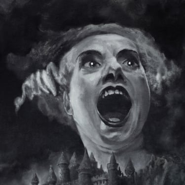 The Bride of Frankenstein's Monster Oil Painting Unique Black and Grey Universal Monster Series