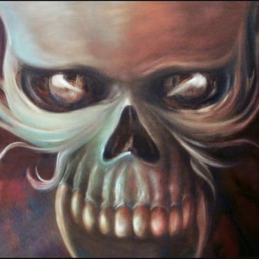 Element Oil Painting of Skull Looking into Your Soul