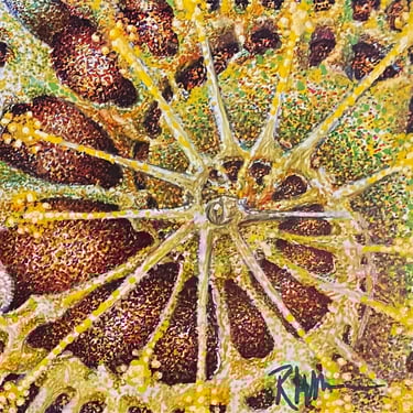 Left Panel of Triptych Golden Guardian Pointillism on Board One of a king Artwork