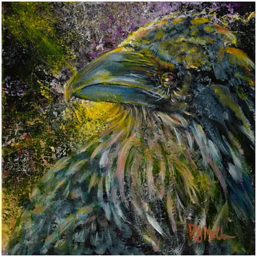 Heckle Raven Oil Painting Left Panel Diptych of Heckle and Jeckle Series