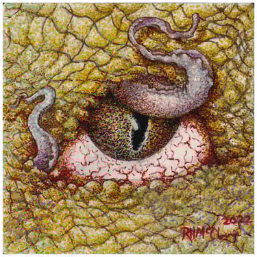 Irritated Eye Pointillism Ink on Board One of a Kind Unique Painting