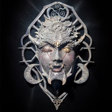 Print of Han sculpted Face Pagan Deity Trinity Moons