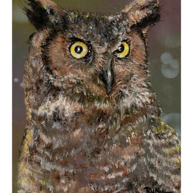 Great Horned Owl Oil Painting Animal Portrait