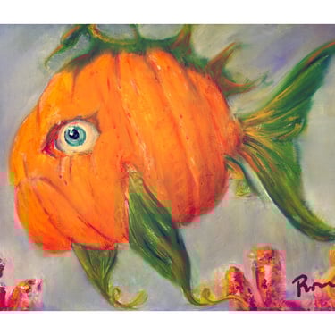 Oil Painting of a Pumpkin that is a Fish