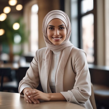 A happy customer wearing a stylish outfit from Safira.