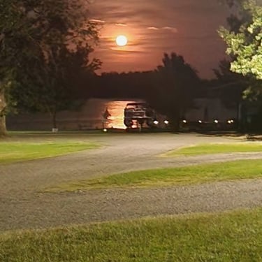 full moon over lake