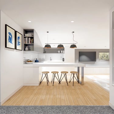 Elegant kitchen with modern finishes and appliances in airbnb retreat located in Southern Highlands