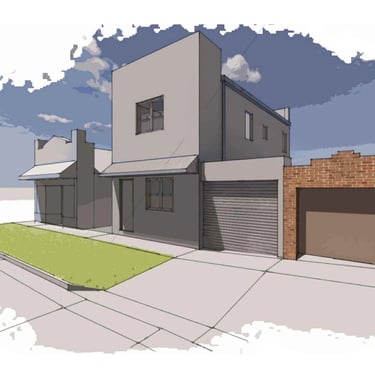 3D visualisation of approved Randwick Council DA in Maroubra showing new driveway crossover and secure on-site parking layout