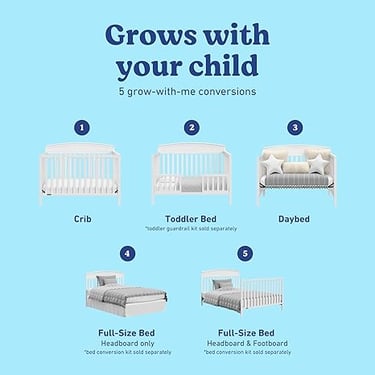 Various stages for convertible crib
