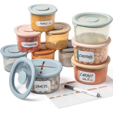 Silicone Baby Food Containers | 8oz/4 oz Baby Food Storage Jars with Airtight Lids and A Snack Cup L