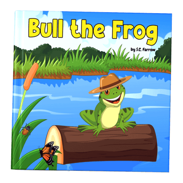 Cover of a colourful childrens picture book featuring a smiling frog wearing a hat