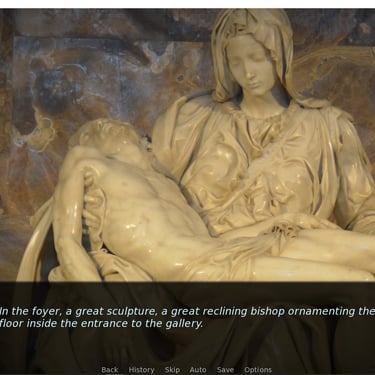 A stunning marble statue of Mary cradling the dead body of Christ after his crucifixion