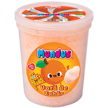 Desert pentru copii – vată de zahăr Mundus, 20g, aroma de portocale, cel mai bun cadou pentru copii