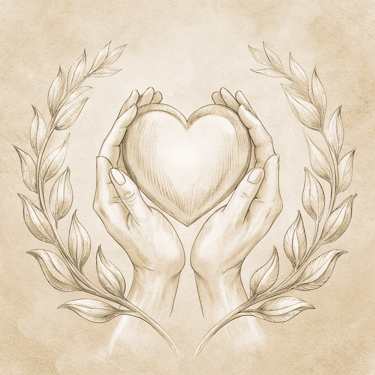 a heart shaped drawing of hands holding a heart