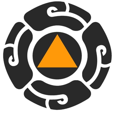 a black and white logo with a triangle shaped triangle