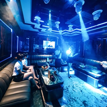 Phòng VIP trang trí bắt mắt tại Karaoke Monaco Hà Nội – nơi lý tưởng để check-in sang chảnh.