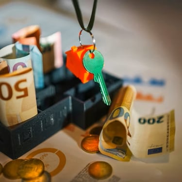 Key dangling over paper money - AI assisted content