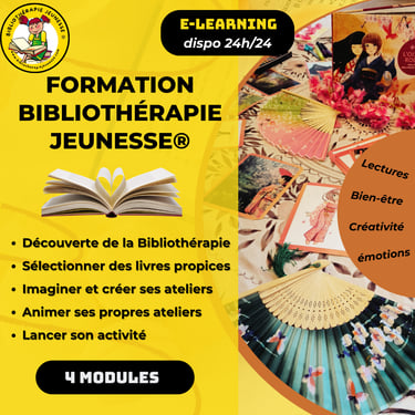 Formation Bibliothérapie jeunesse 4 modules en ligne, disponibles 24h/24 + accompagnement Découve