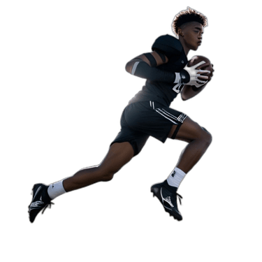 a man in a uniform running with a football ball