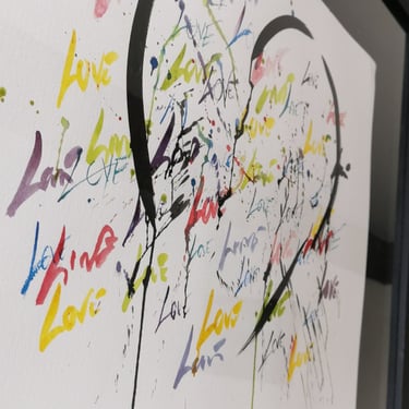 bouquet d'amour oeuvre dessin tiwan coeur love encadrement sous verre