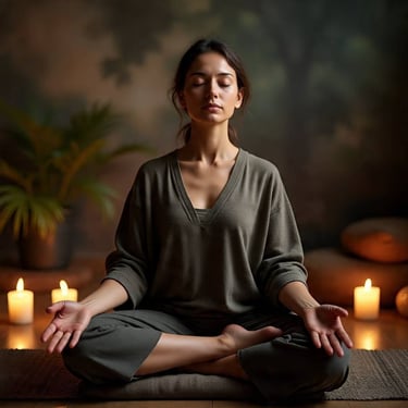Meditation by a young woman