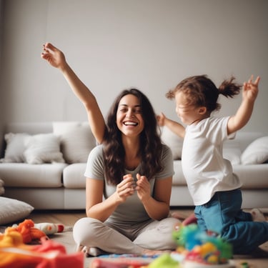 A happy customer holding the new product with excitement in a cozy home setting.