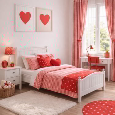 Red and White Girls Room Inspo