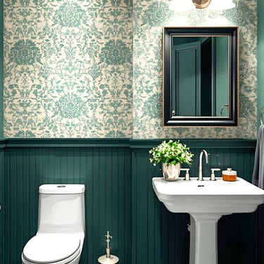 rich green powder room