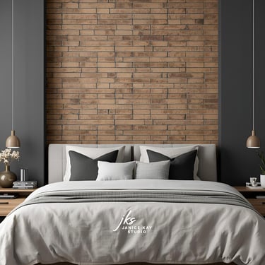 charcoal and brick bedroom