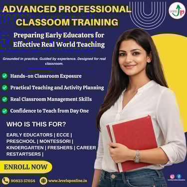 LevelUp Online Education classroom training techniques, where teachers practice real-world teaching