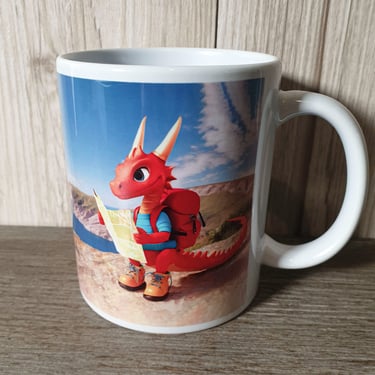 Designer dragon mug postcard