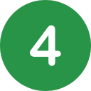 Round, green number 4 icon