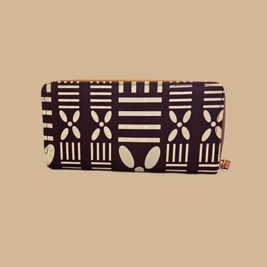 portefeuille en wax rouge bordeaux beige à motifs africains