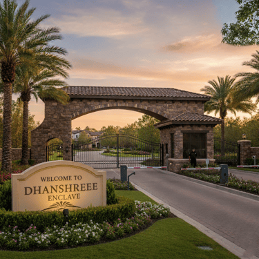 dhanshree-enclave-gated-entrance-with-guardhouse-and-landscaped-entry