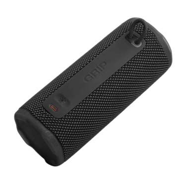 vue de l'arrière de l'enceinte JBL Grip Noir, prise USB-C, dragonne, bouton led