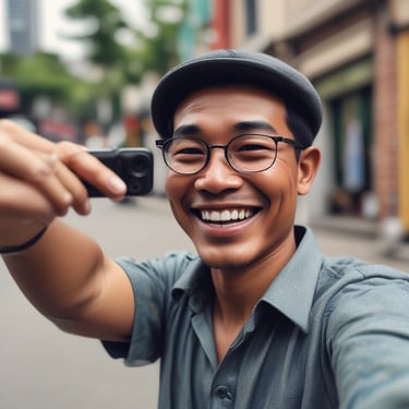A happy customer browsing products at Bakul Dambe online store.